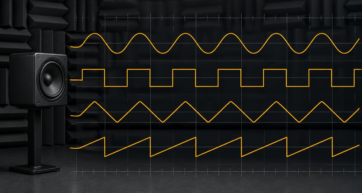 Speaker producing sine, square, triangle and sawtooth waveforms